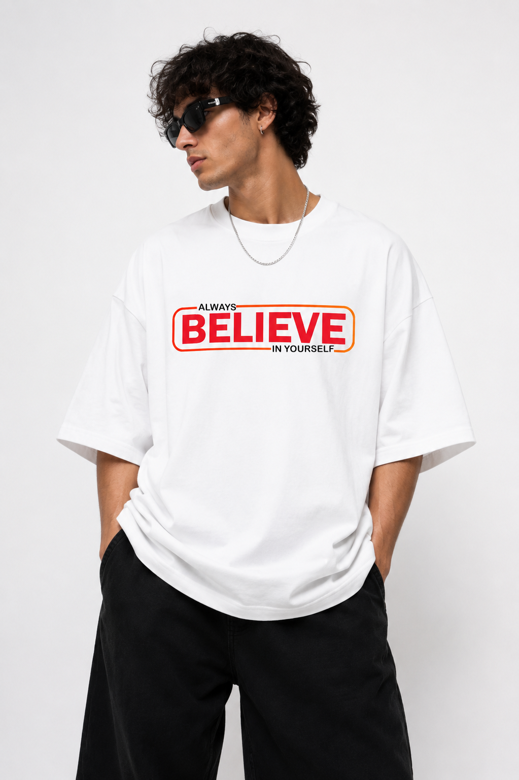 Plain White with Red Strip T-Shirt