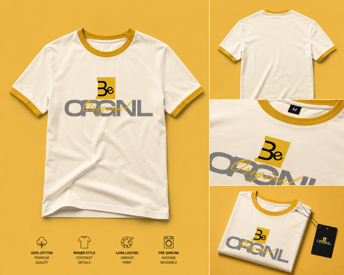 Be Original Black with White Ringer T-Shirt