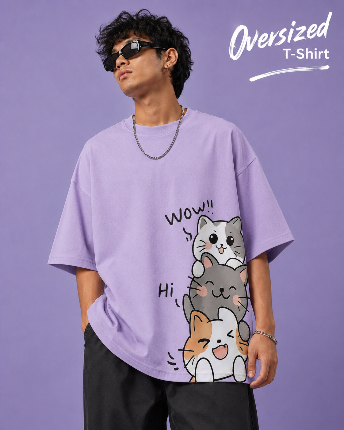 Kitty Oversized/Regular Fit  Graphic Tee