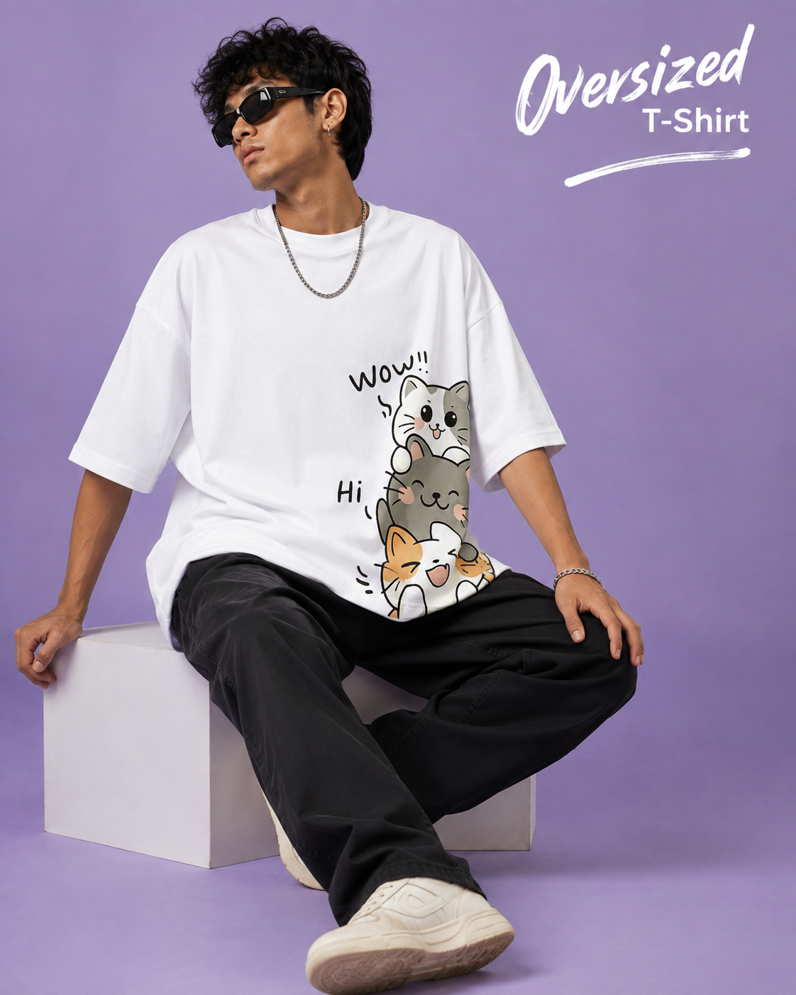 Kitty Oversized/Regular Fit  Graphic Tee