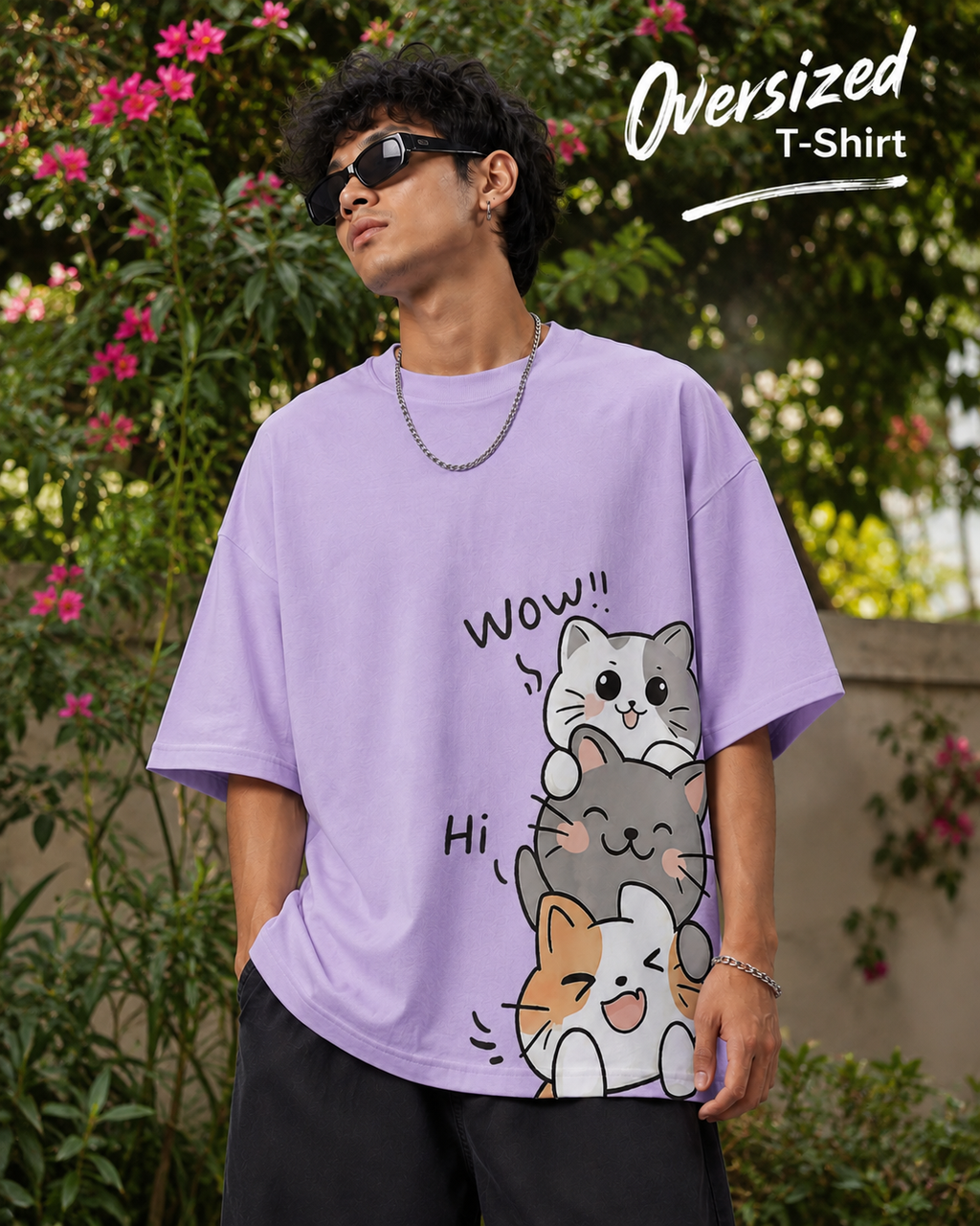 Kitty Oversized/Regular Fit  Graphic Tee