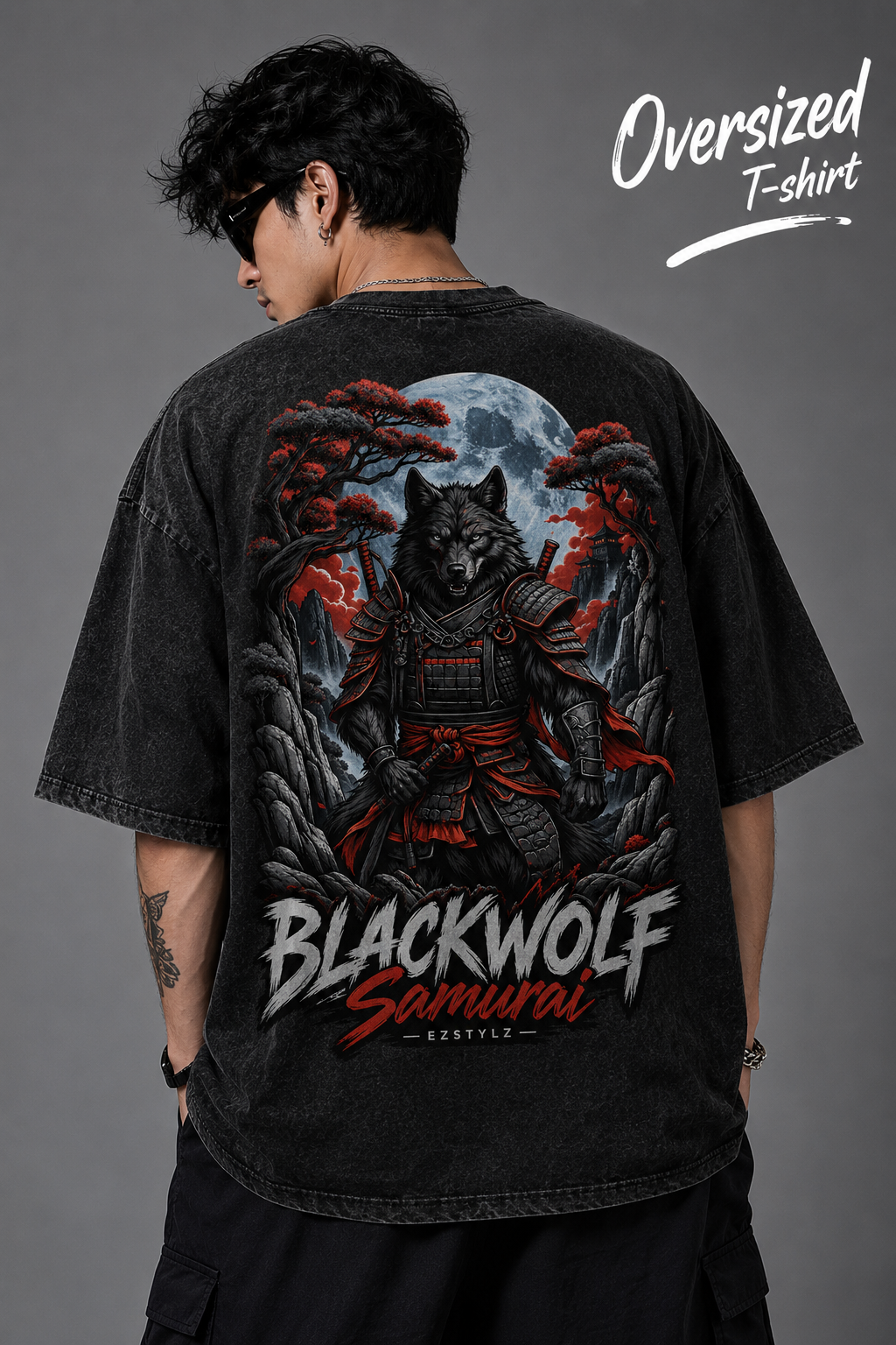 Blackwolf Samurai Oversized Graphic Tee