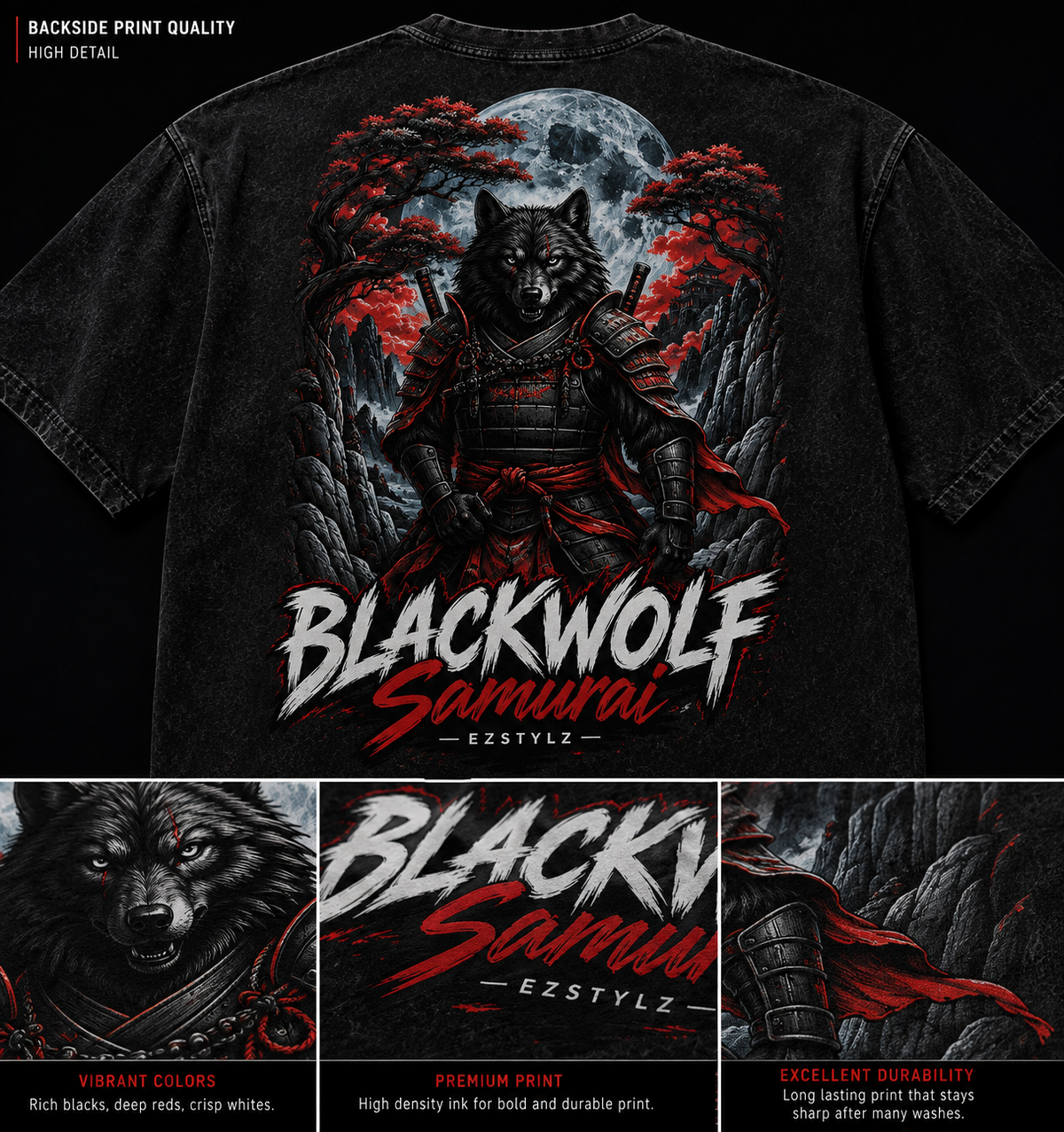 Blackwolf Samurai Oversized Graphic Tee